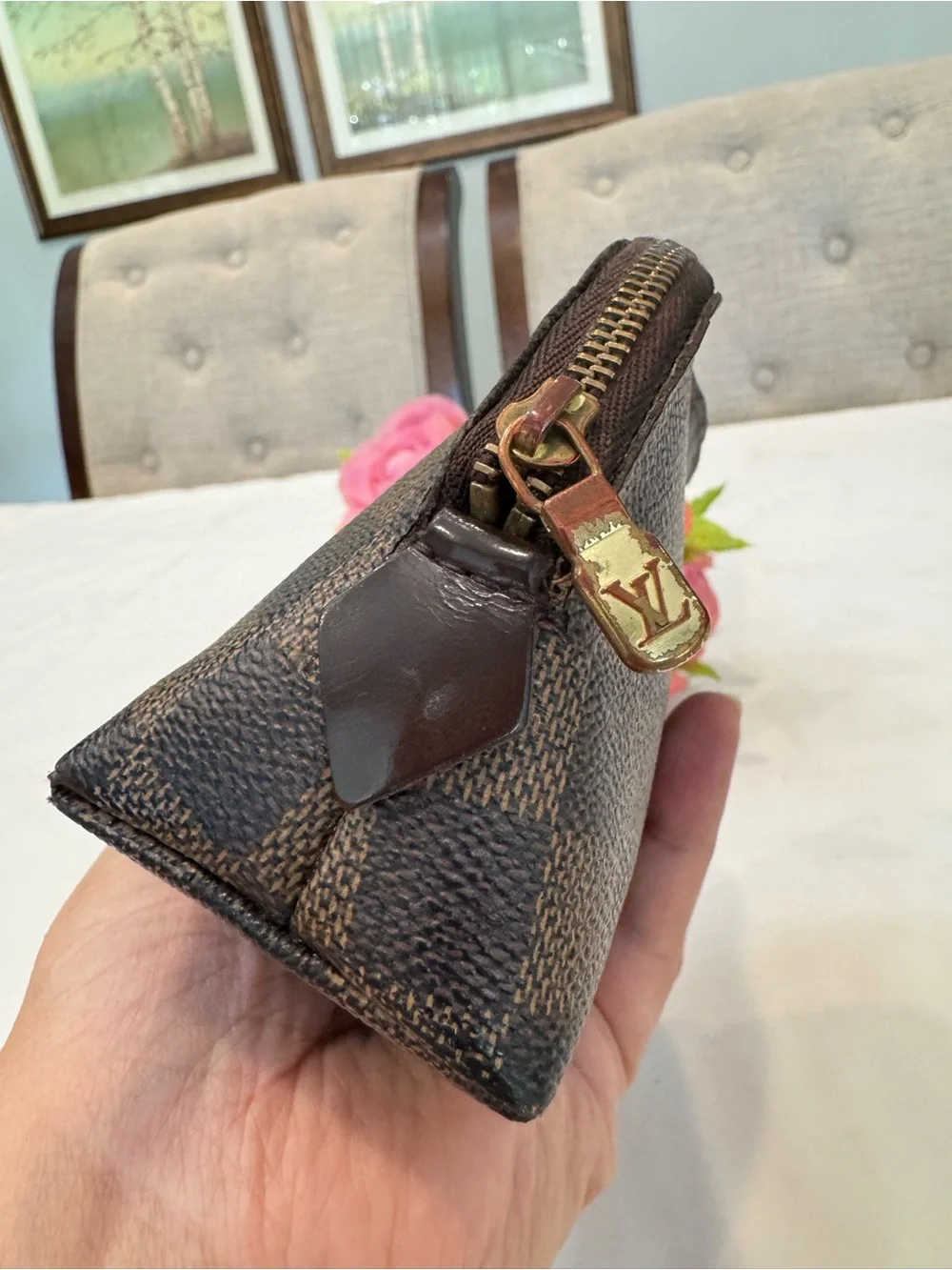 Authentic Louis Vuitton Damier Ebene Pouchette